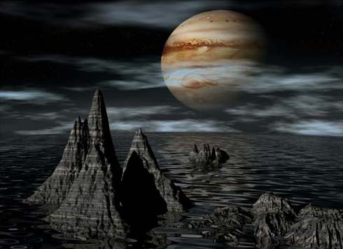 Superfice di Europa con Giove
